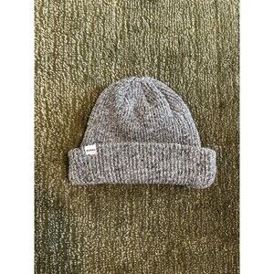 Druthers NYC Grey Ribbed Knit Beanie Hat Cotton Blend Made in Japan